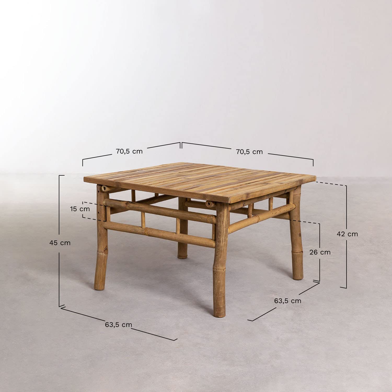 Sklum Jamaik tavolino da giardino bambù 70x70 cm basso