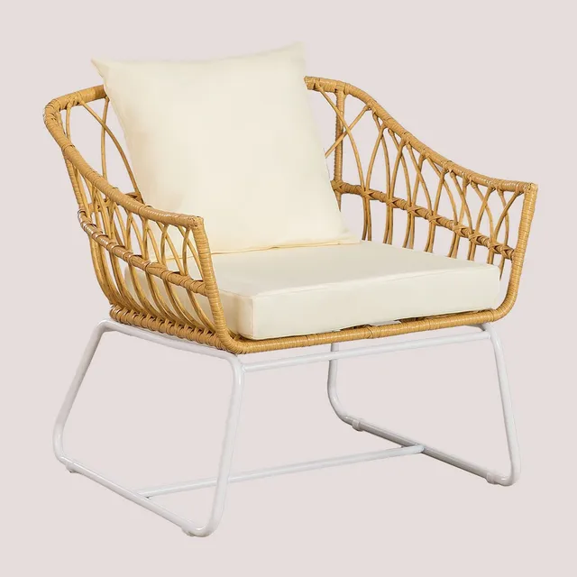 Sklum Naomi poltrona giardino rattan braccioli natural