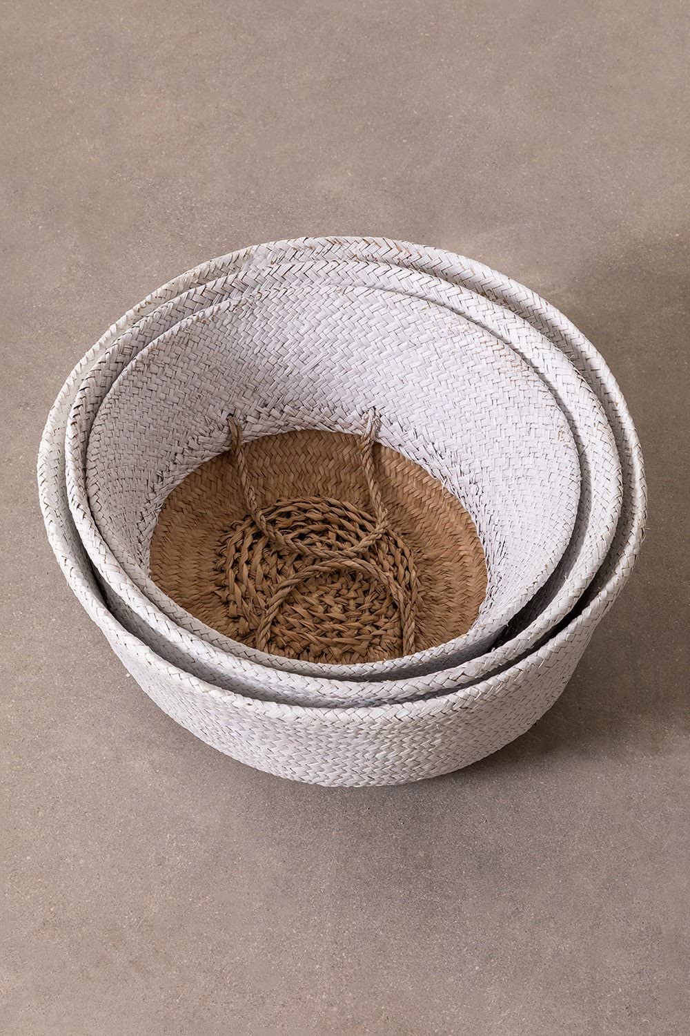 Sklum Kahs Taj Ø40x38 cm Cesta Bianco in Giunco