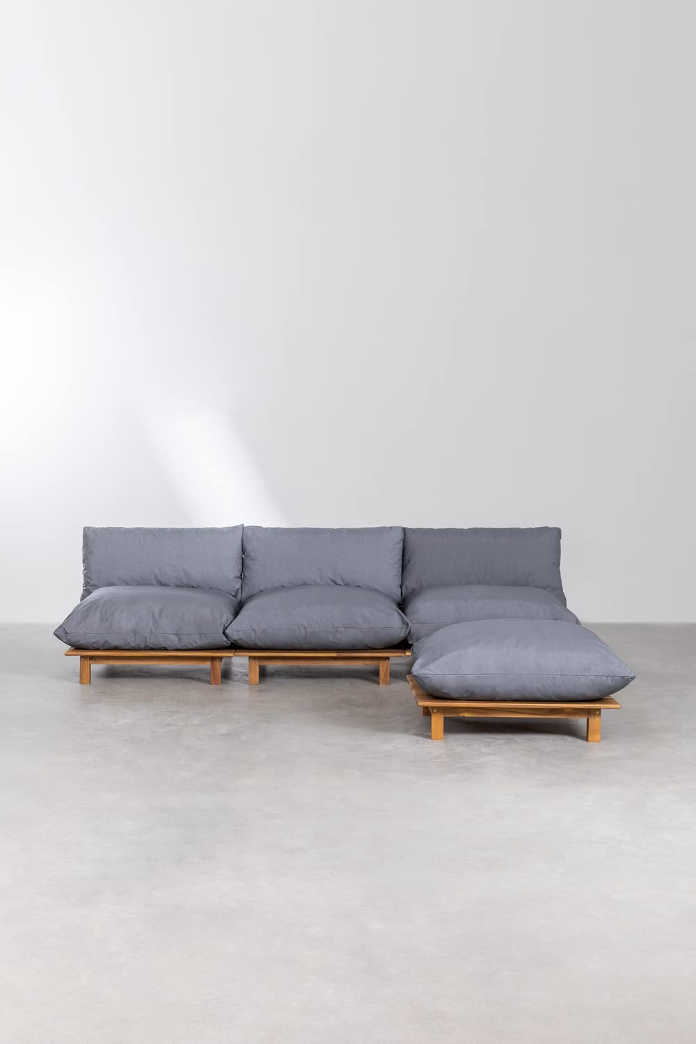 Sklum Brina divano da giardino 3 pezzi + pouf in acacia