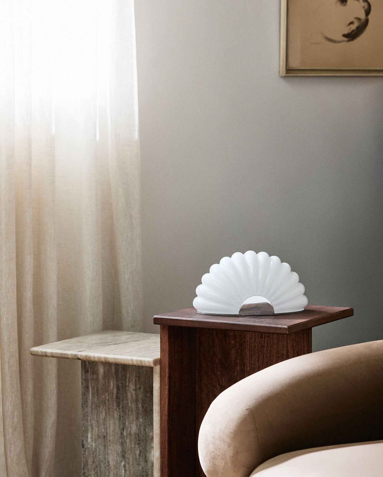 Bambua Chia Lampada da Tavolo Vetro Bianco Cromo