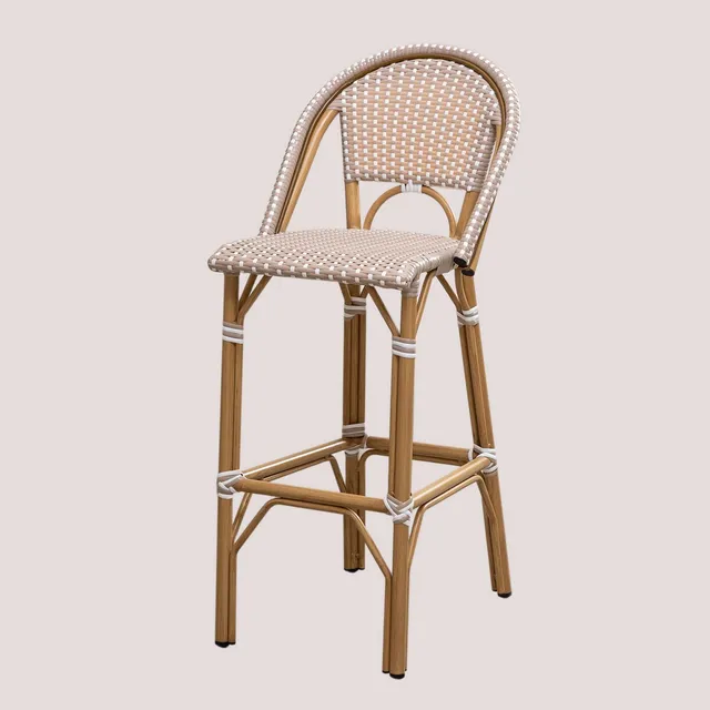 Sklum Alisa Bistro sgabello alto giardino grigio talpa rattan