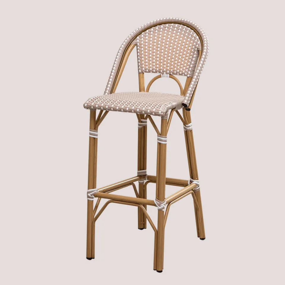 Sklum Alisa Bistro sgabello alto giardino grigio talpa rattan