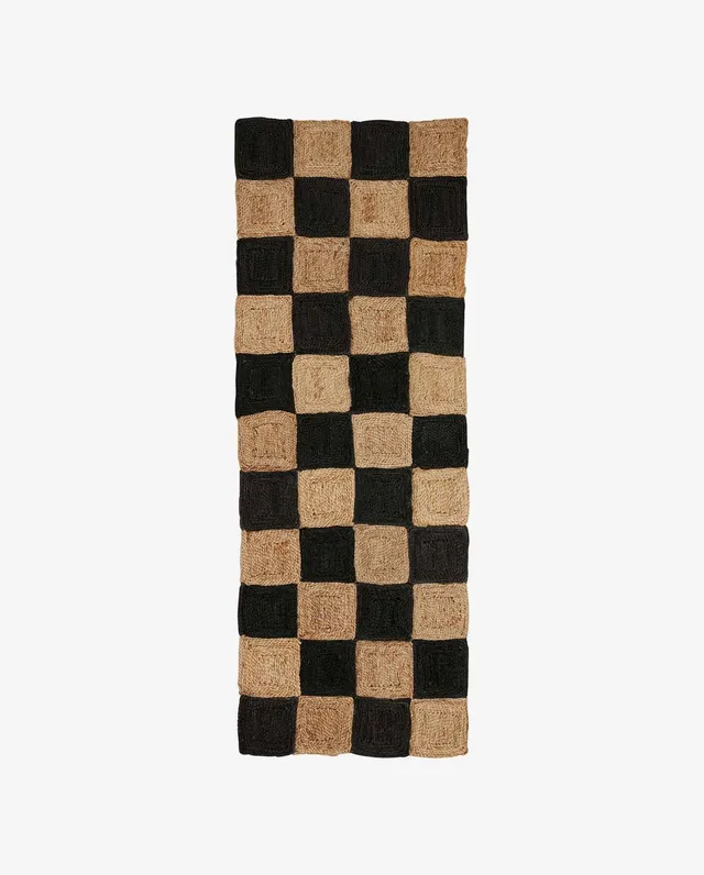 Bambua Nanea Tappeto in Iuta 200x70 Naturale a Quadri