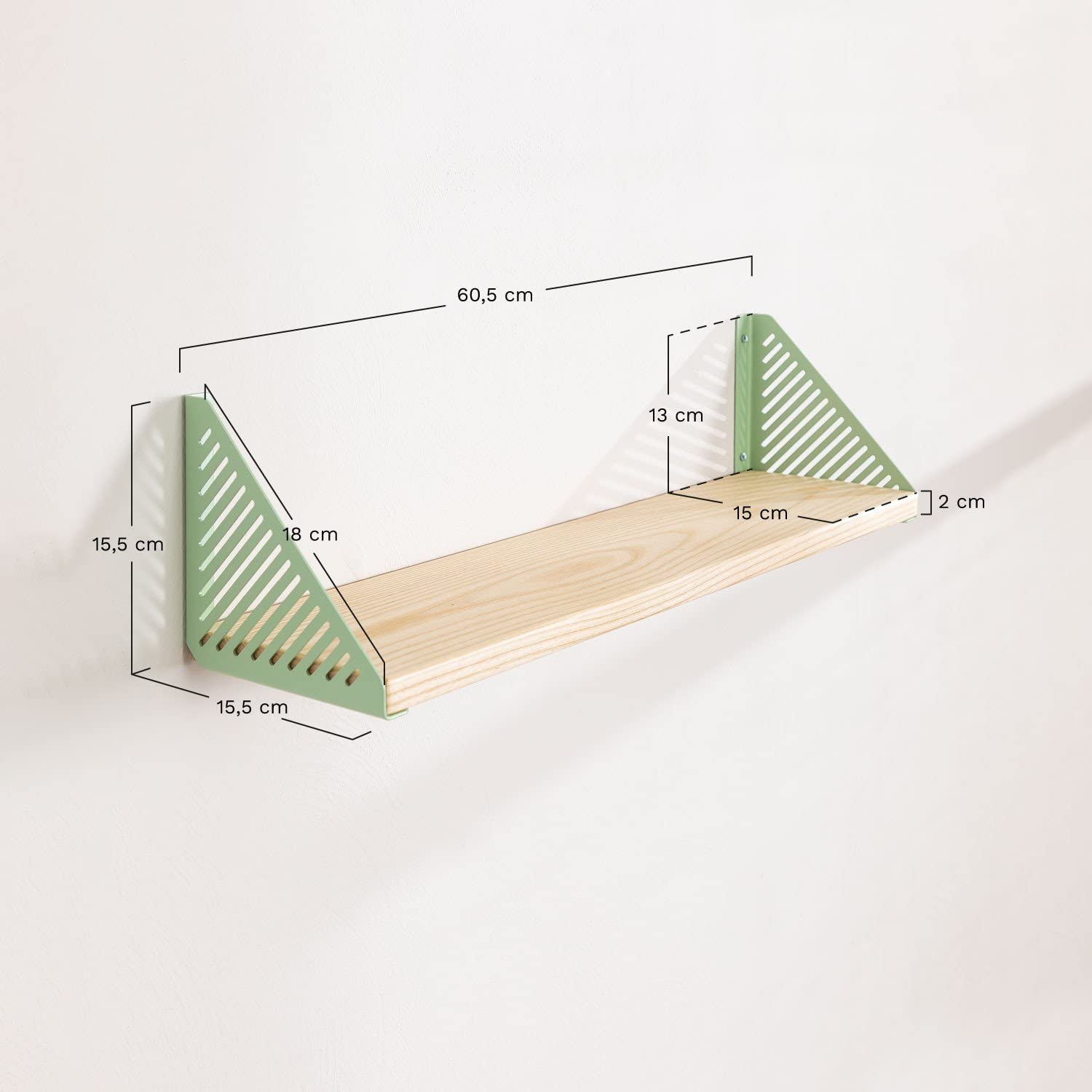 Sklum Etmu Celadon 60,5 cm Scaffale in Legno e Acciaio
