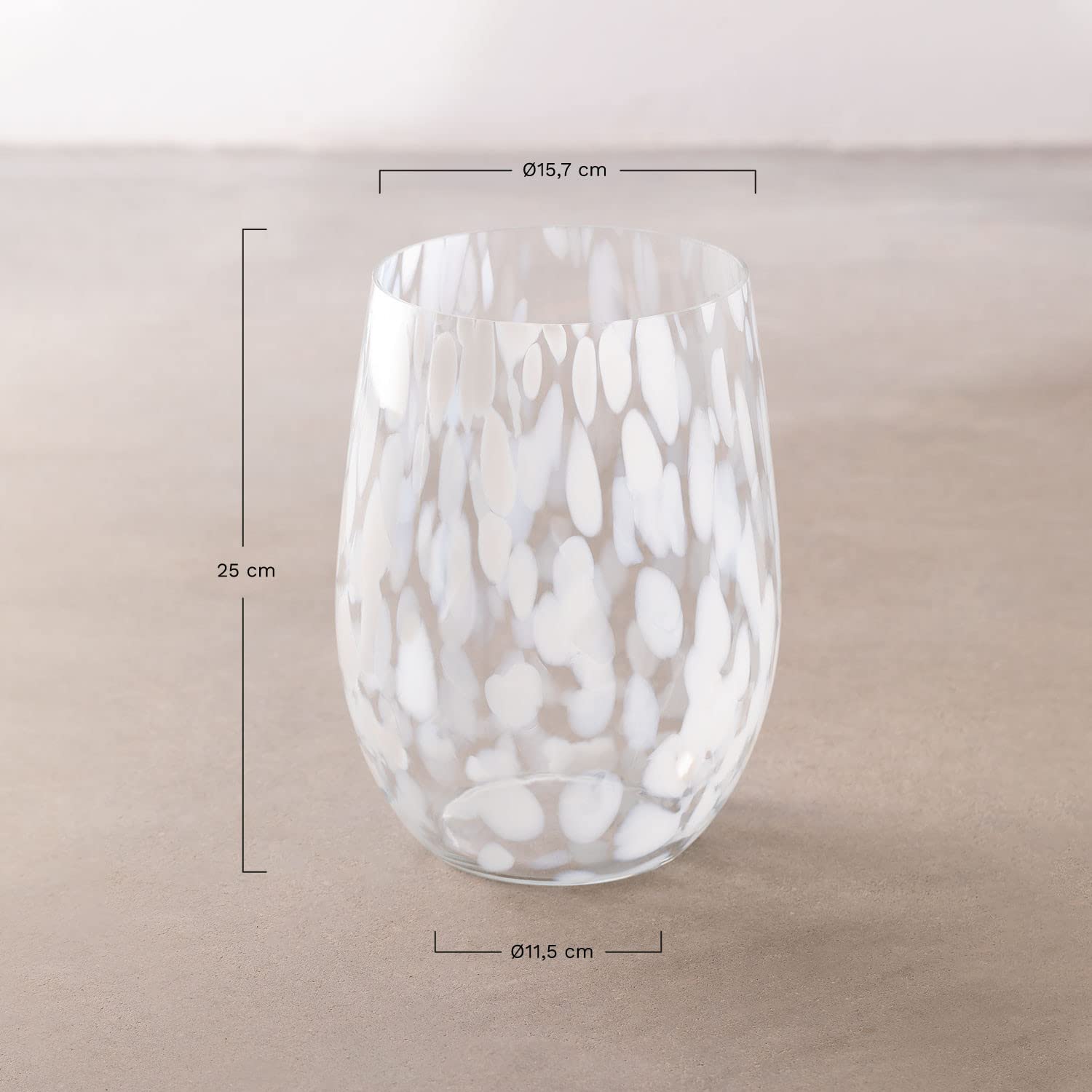 Sklum Sosan vaso vetro 25 cm tocchi bianchi decorativo