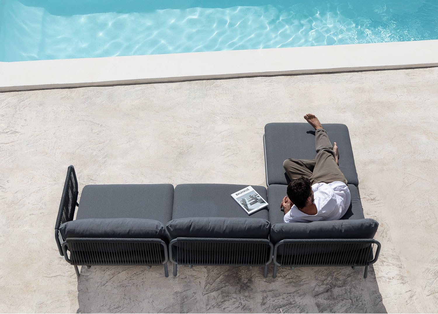 Sklum Roubly Style divano giardino angolare 3 pezzi grigio