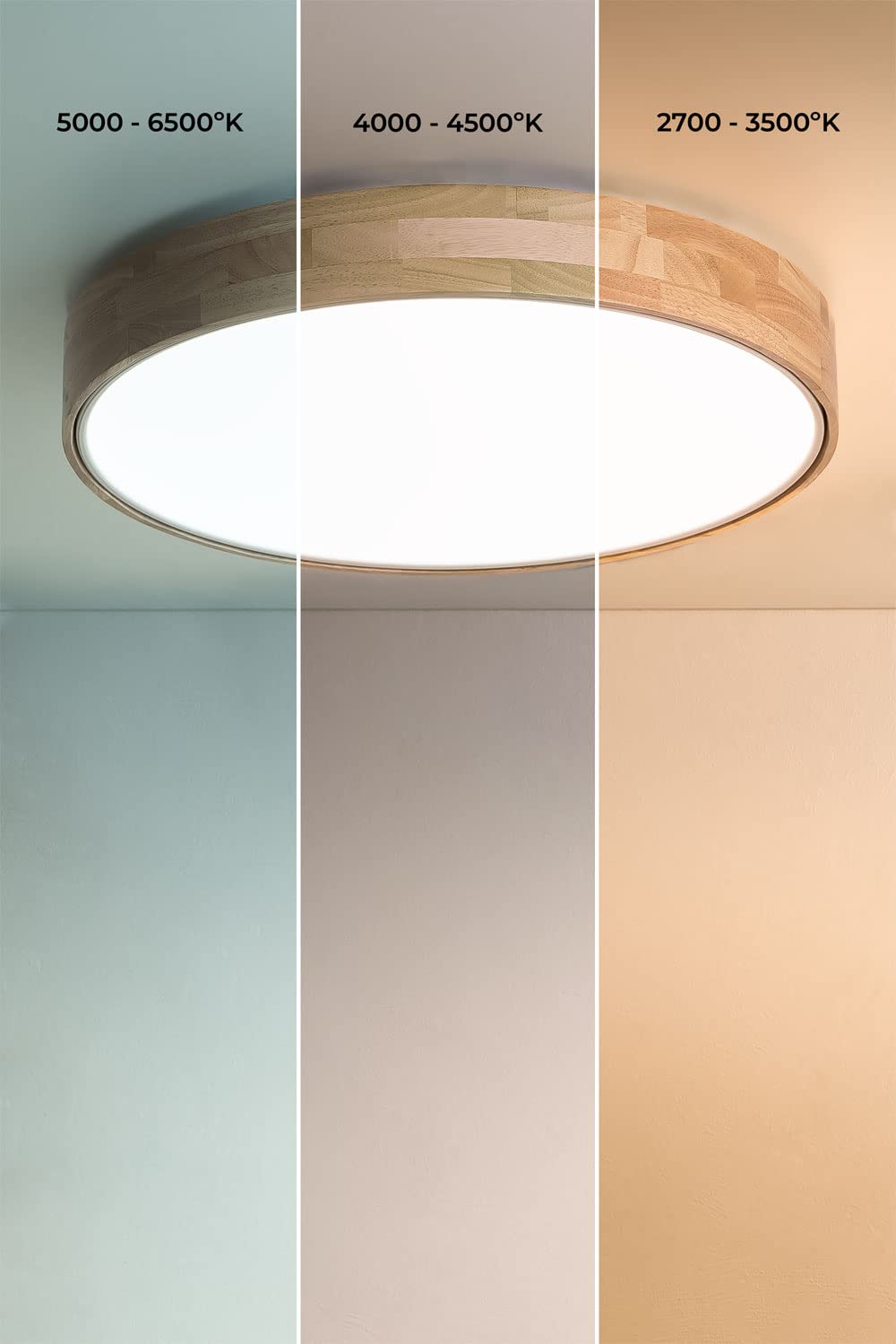 Sklum Balto plafoniera LED bianco Ø55 cm legno