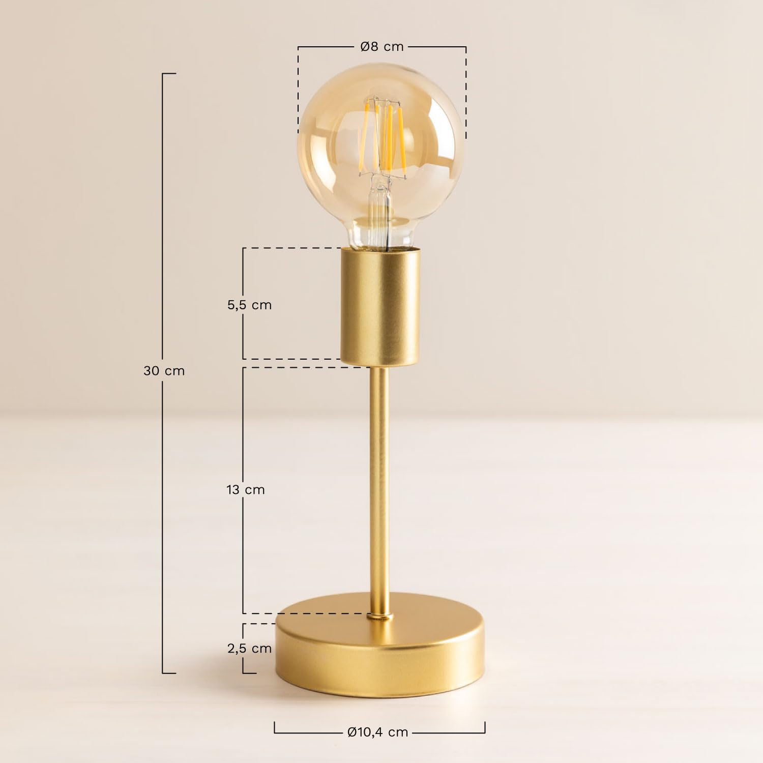 Sklum Grystel lampada da tavolo metallo oro a batteria