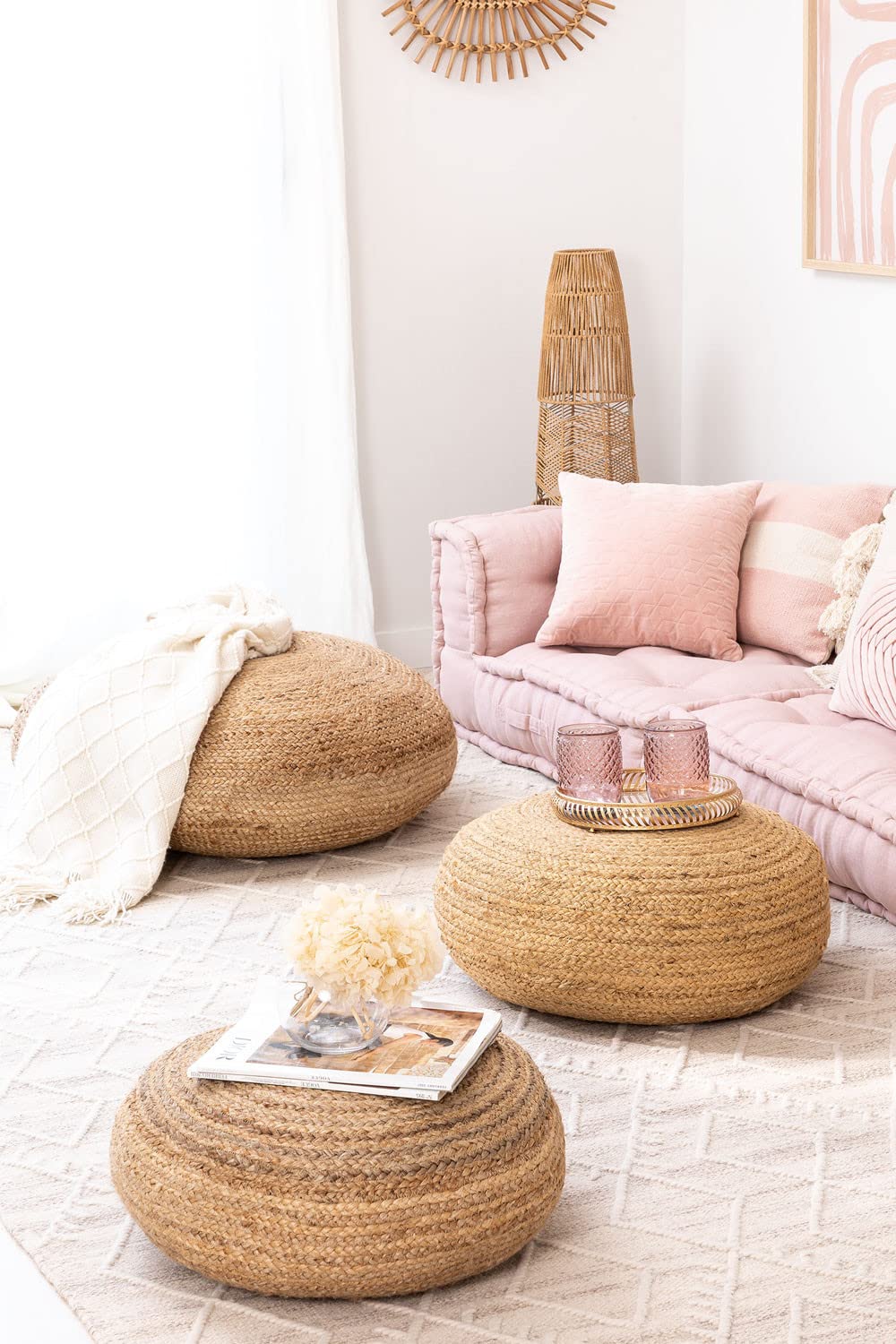 Sklum Pilew pouf rotondo in juta 50 cm