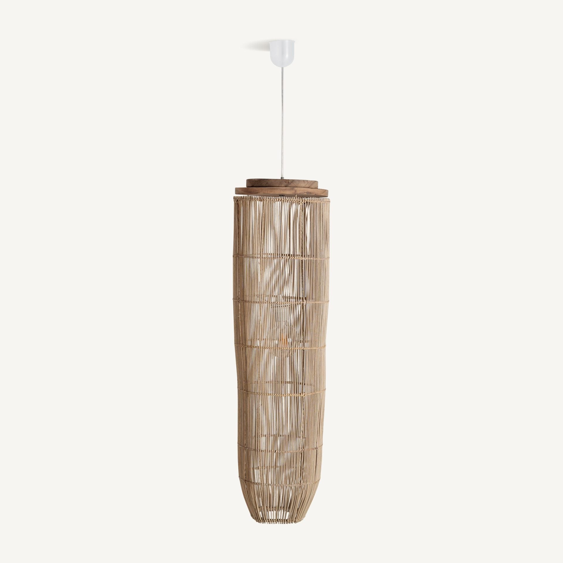 Bambua Kusse L lampadario in rattan naturale