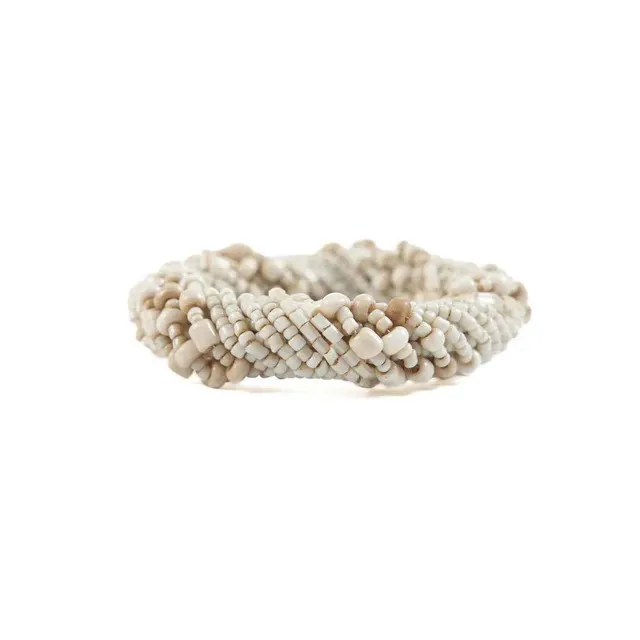 Bambua Beaded portatovaglioli bianchi set 4 pezzi