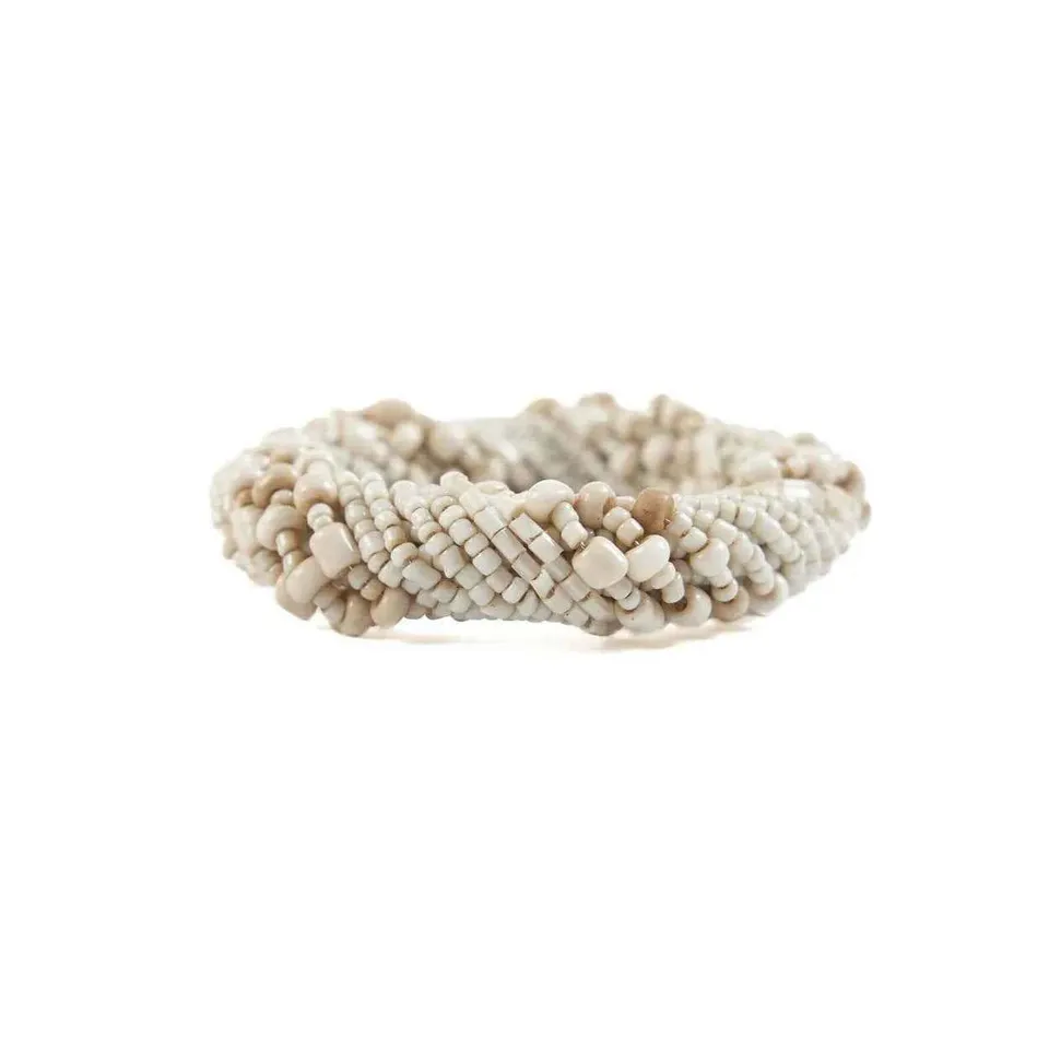 Bambua Beaded portatovaglioli bianchi set 4 pezzi