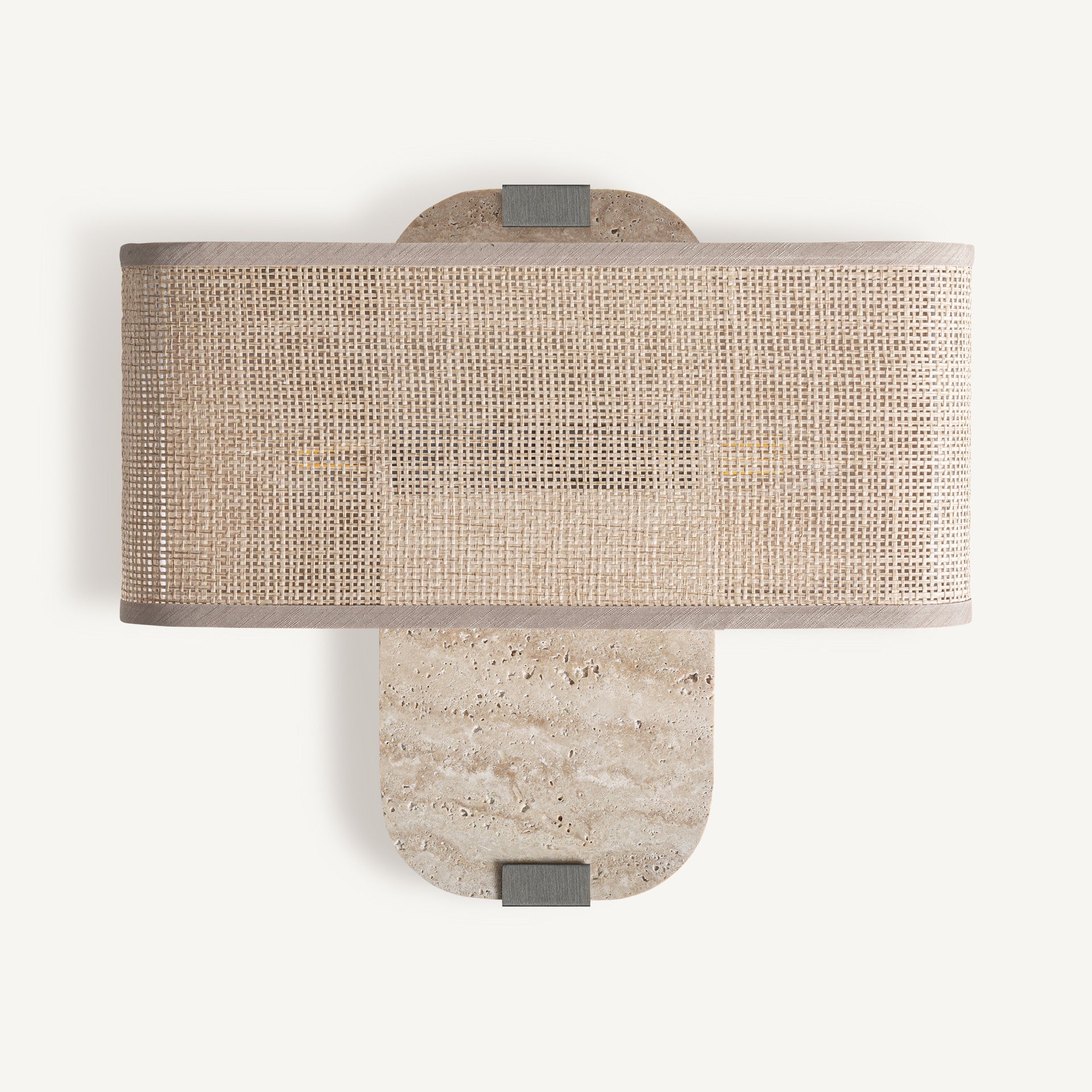 Bambua Absco lampada parete travertino rattan