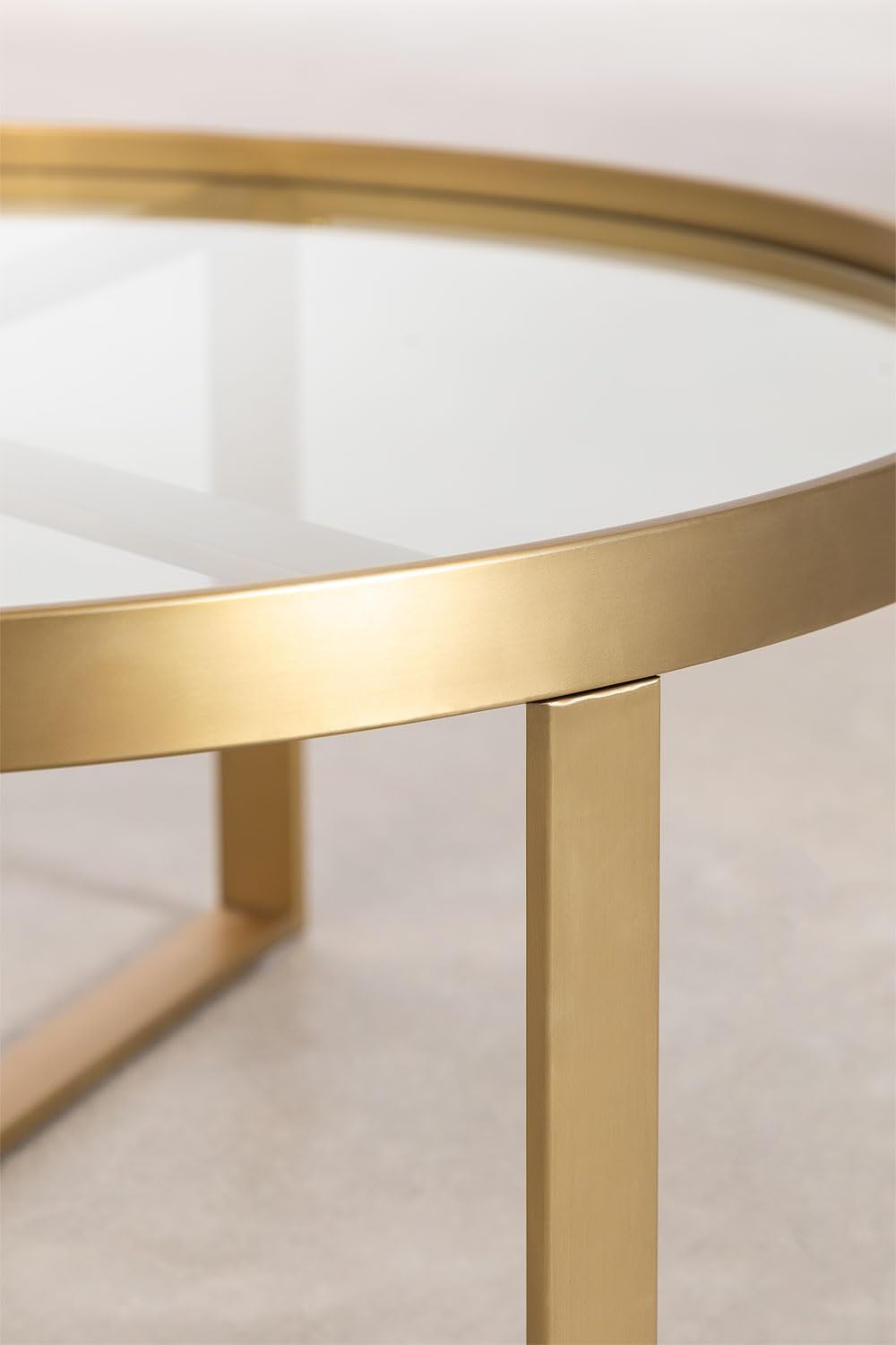 Sklum Amelia tavolino vetro 90 cm acciaio oro opaco