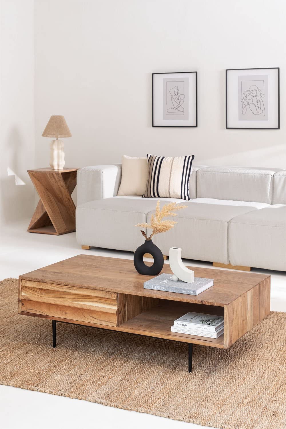 Sklum Petter Tavolino Caffè 120x60 Acacia Marrone