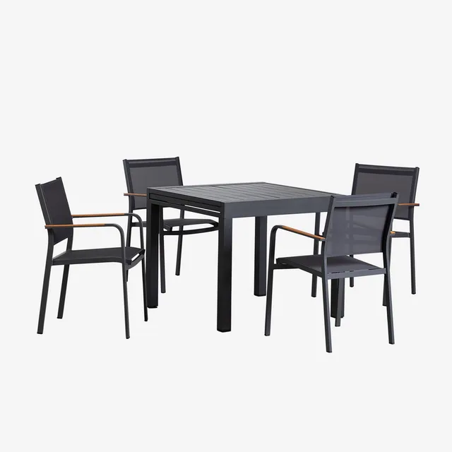 Sklum Starmi 90-180 set tavolo e 4 sedie giardino alluminio