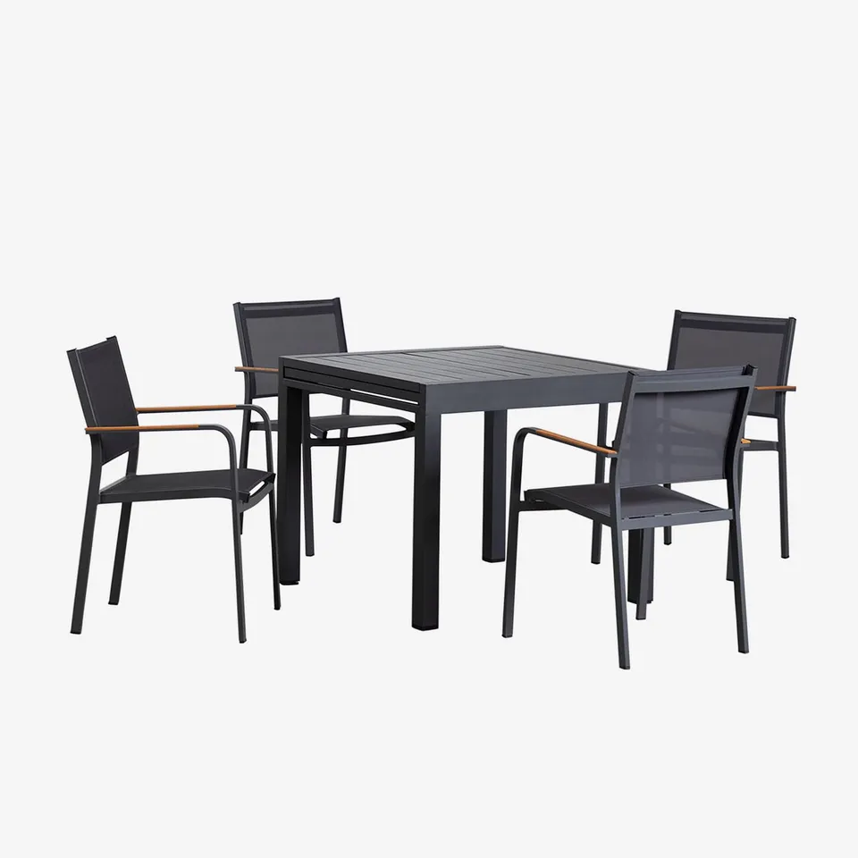 Sklum Starmi 90-180 set tavolo e 4 sedie giardino alluminio