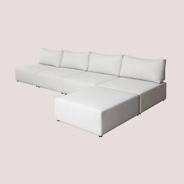 Sklum Kata Divano Componibile 4 Pezzi con Pouf in Tessuto