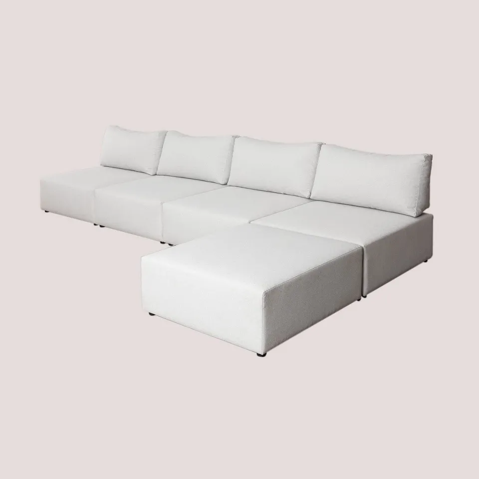 Sklum Kata Divano Componibile 4 Pezzi con Pouf in Tessuto