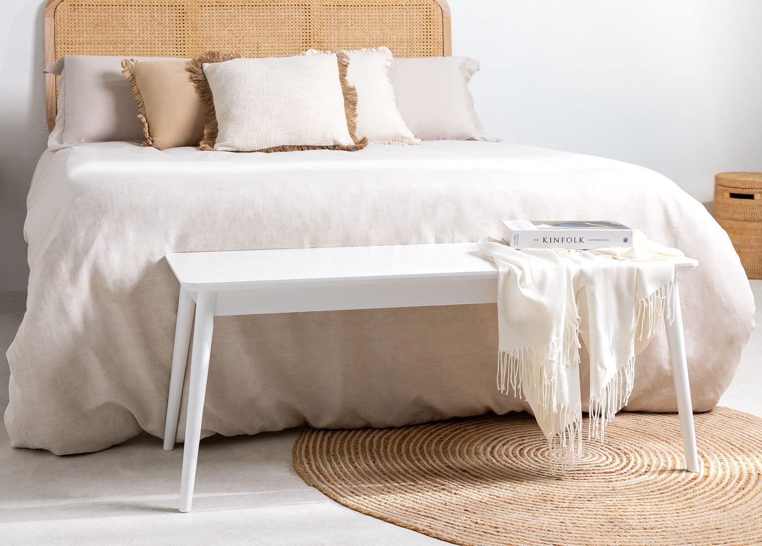 Sklum Betta panca in legno bianco 110 cm ingresso