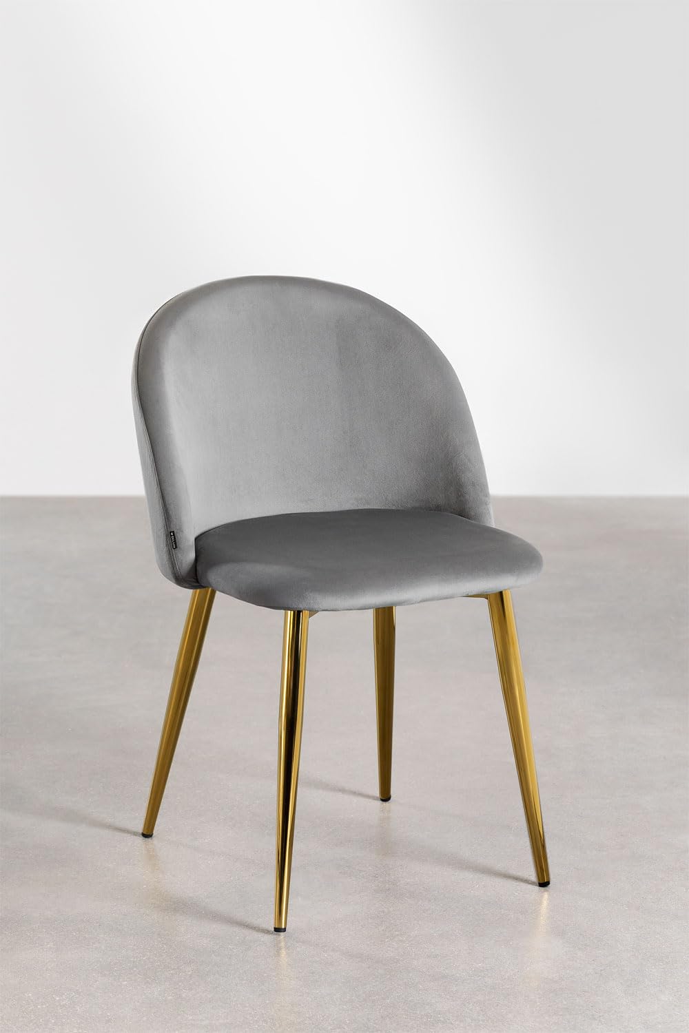 Sklum Kana Sedia in Velluto Grigio Chiaro Gambe Oro