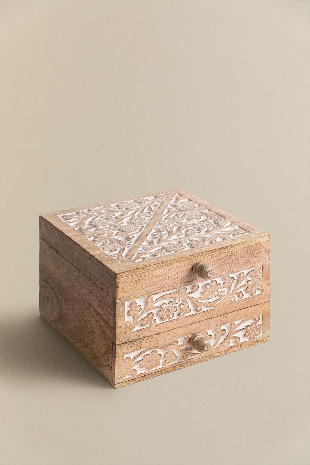 Sklum Gregory portagioie in legno di mango con cassetto