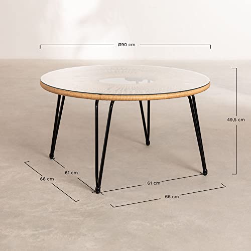 Sklum Kuman tavolino giardino rotondo rattan naturale Ø90 cm