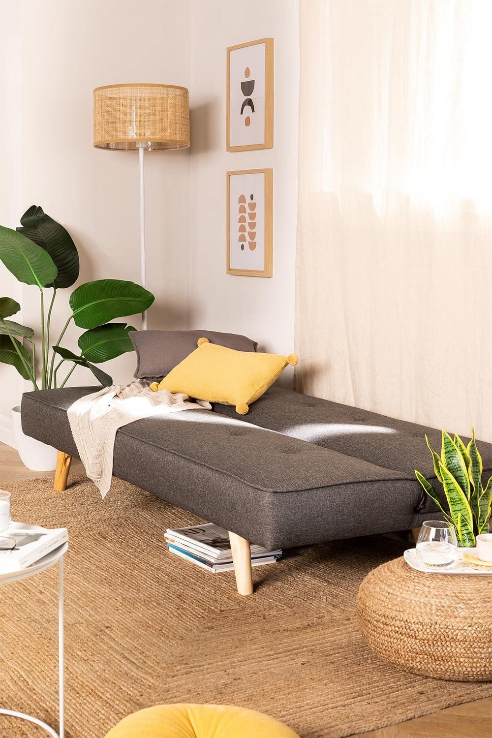 Sklum Orbun Colors divano letto 3 posti grigio antracite lino