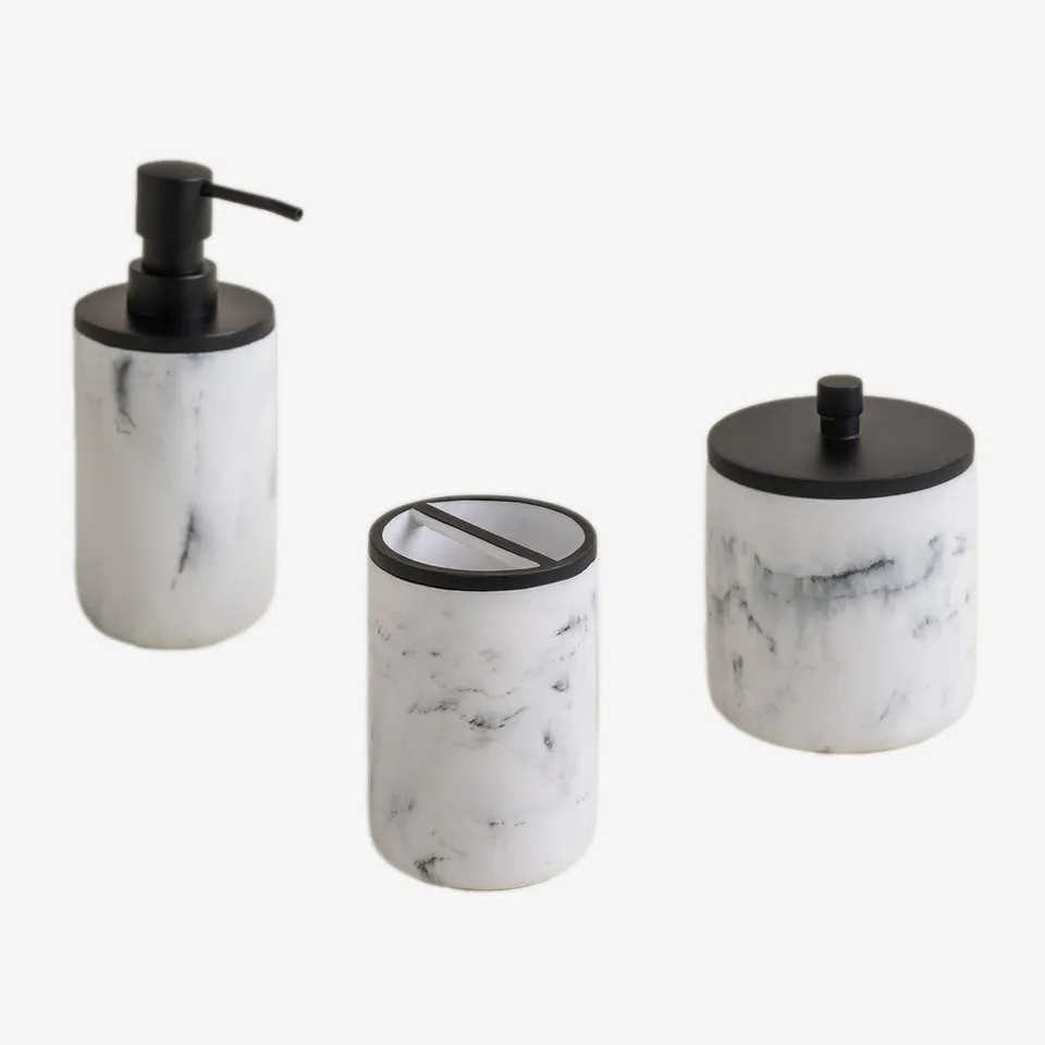 Sklum Yaele Set Bagno 3 Pezzi Bianco Effetto Marmo