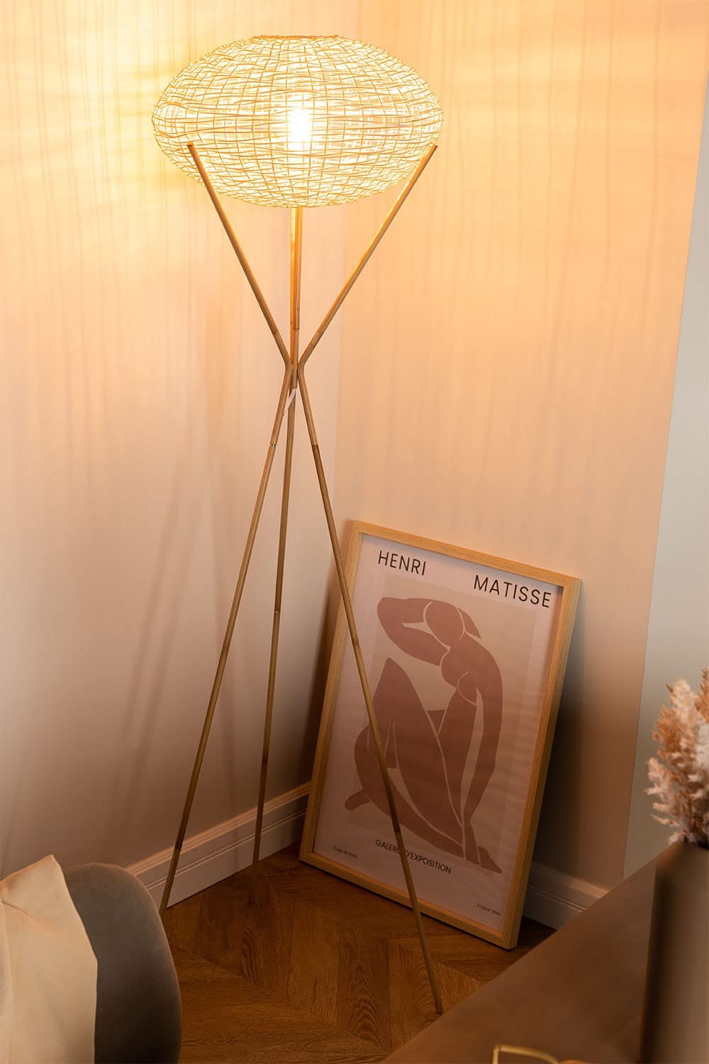 Sklum Xauron Lampada da Terra Rattan Naturale