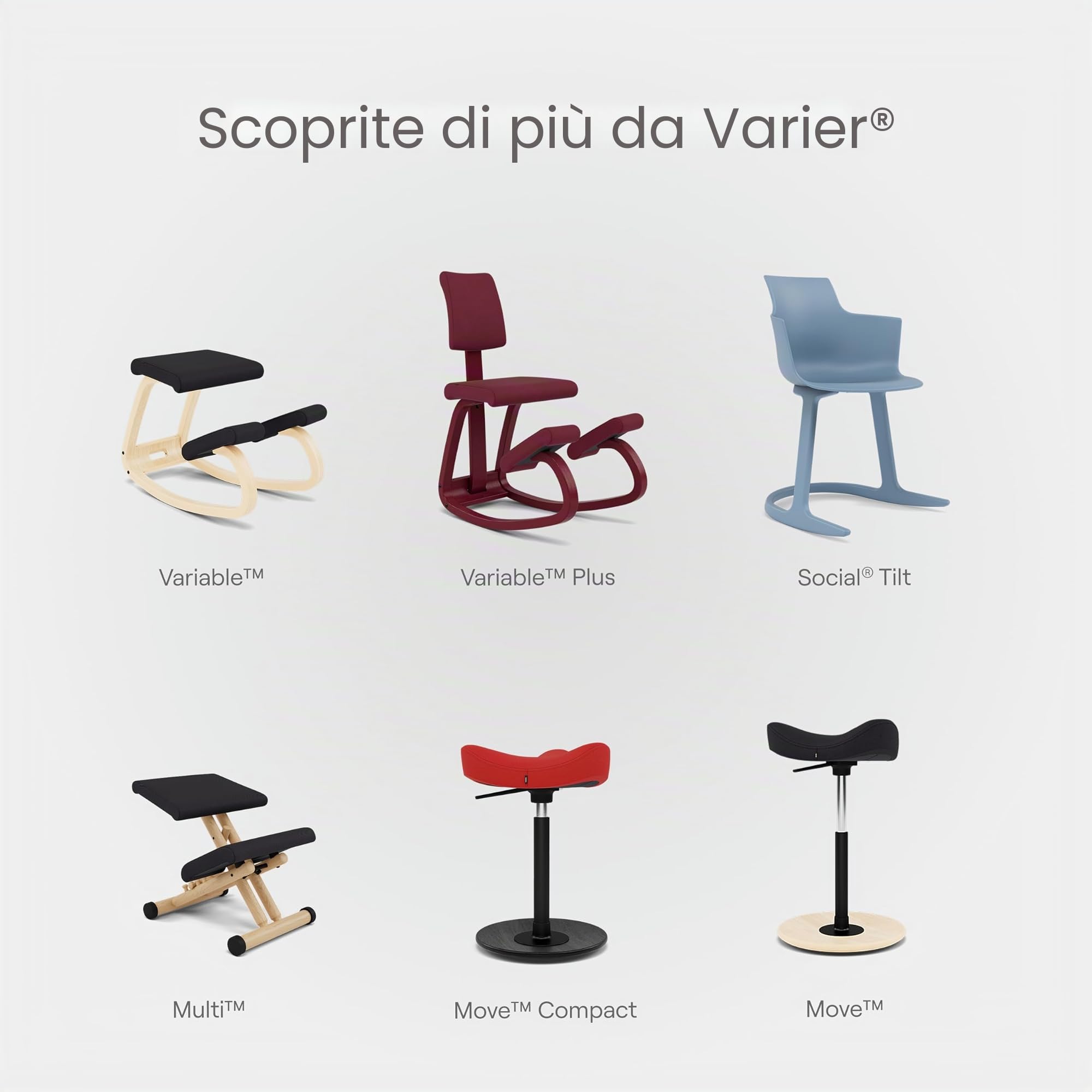 Varier Multi Sedia Ergonomica Pieghevole Natural Black postura