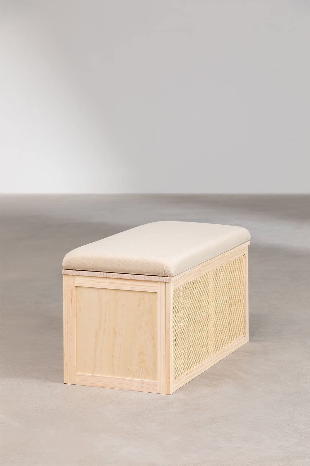 Sklum Reyna Baule in Pino e Rattan con Cuscino