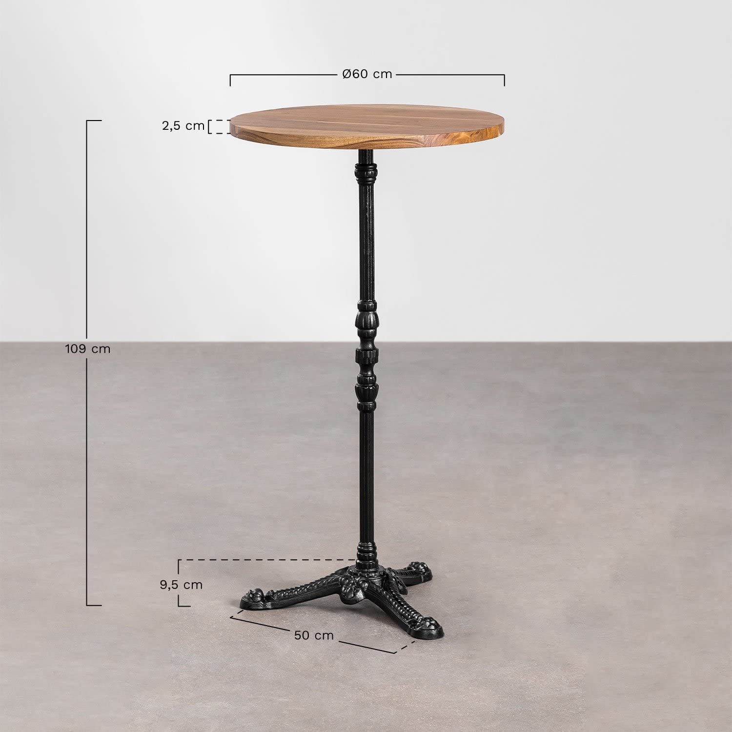 Sklum Azteca Tavolo Alto Rotondo 60 cm Acacia