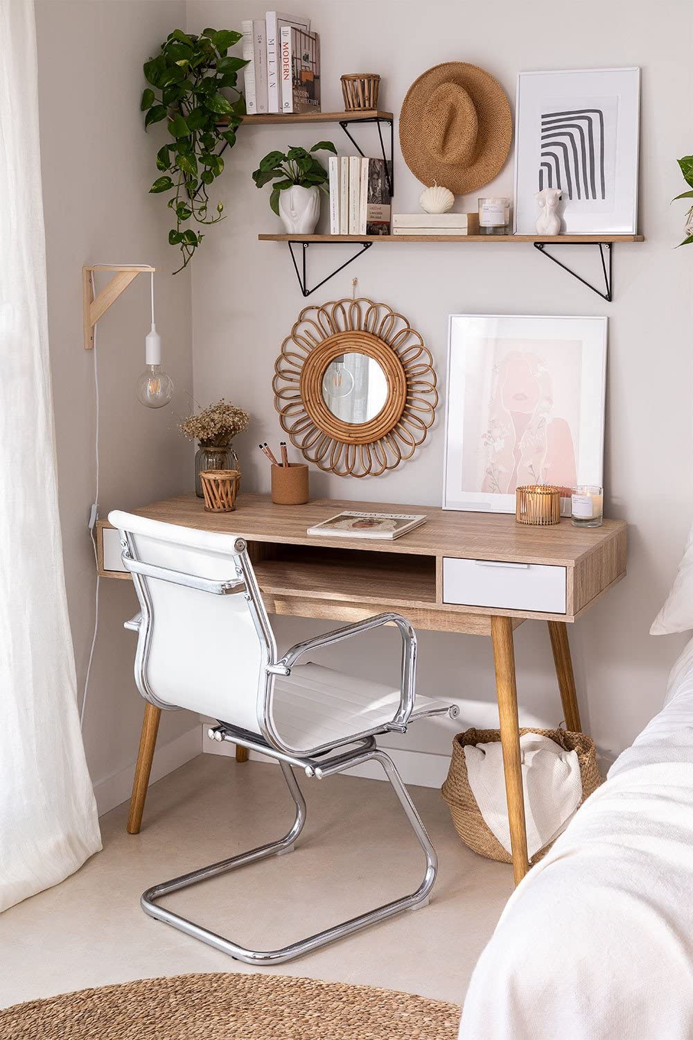 Sklum Baldri Style Scrivania Natural 120 cm in Legno