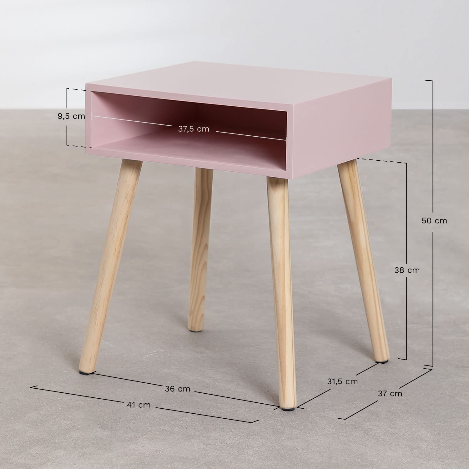 Sklum Zente comodino rettangolare 40x35 cm in MDF