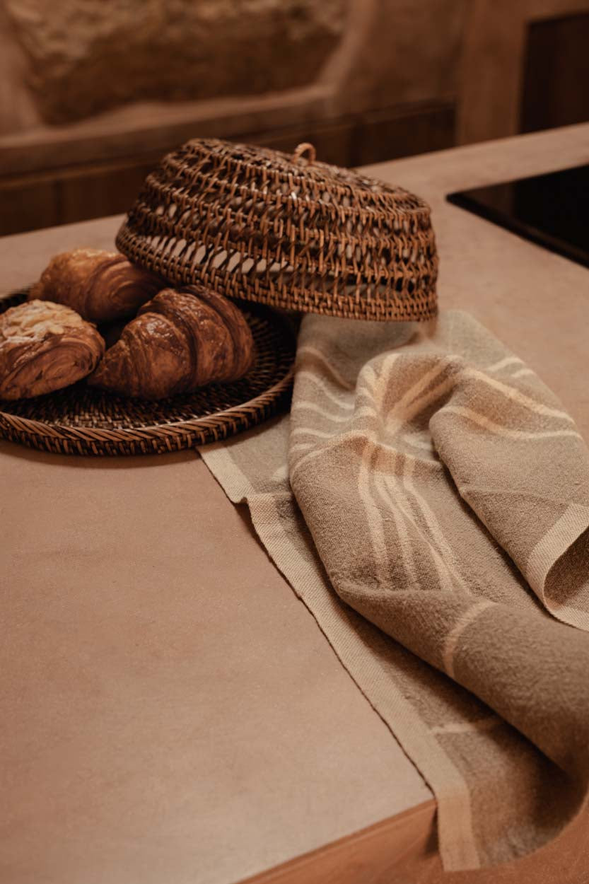 Bambua Linen Palm Tree strofinaccio 50x70 lino naturale