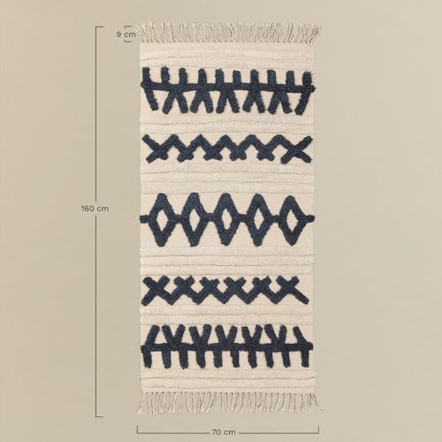Sklum Belin Tappeto in Cotone Bianco Nero 160x70 cm