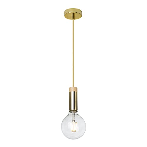 Sklum Thor lampada a sospensione oro in legno e acciaio