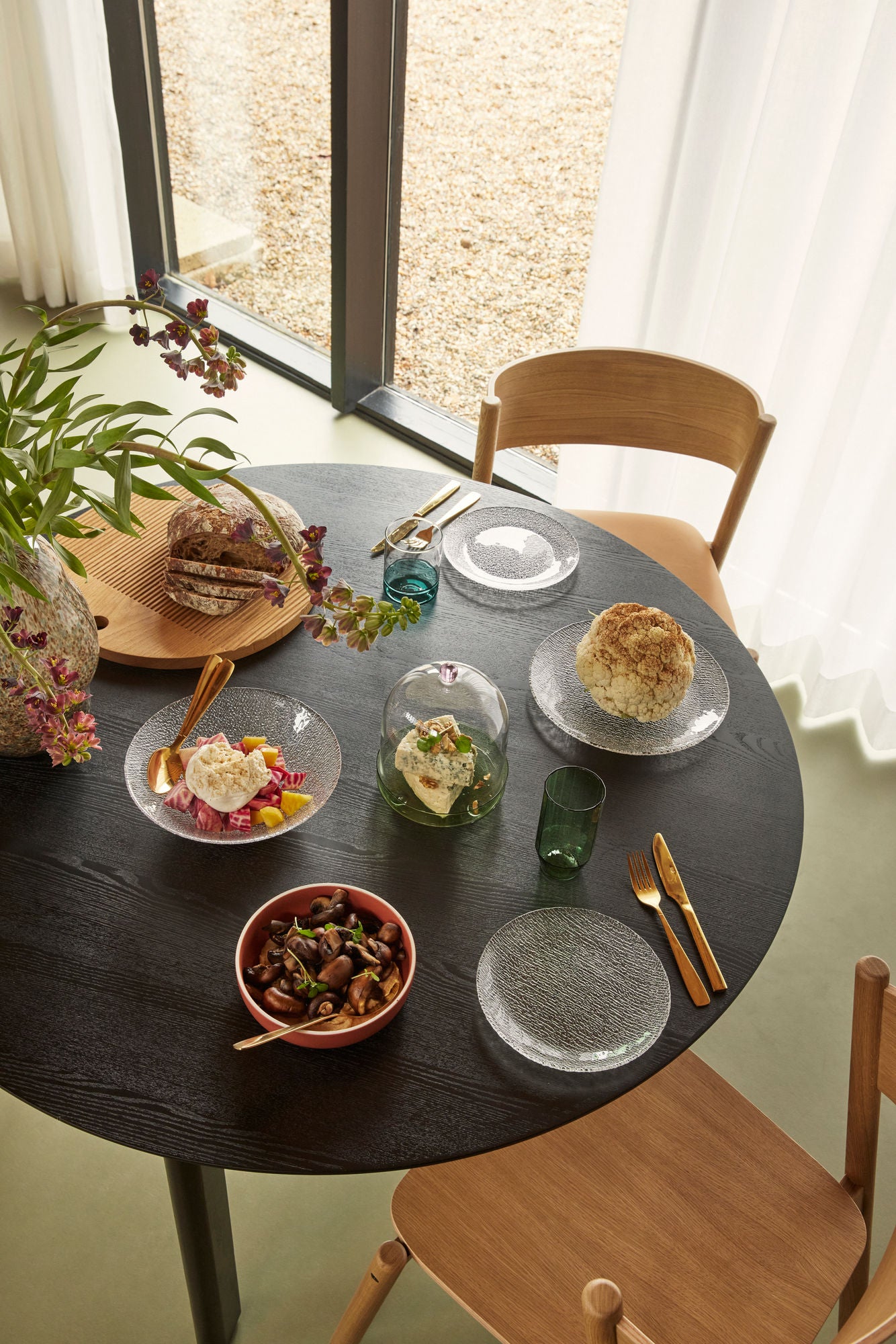 Bambua Oblique sedia da pranzo rovere naturale impilabile