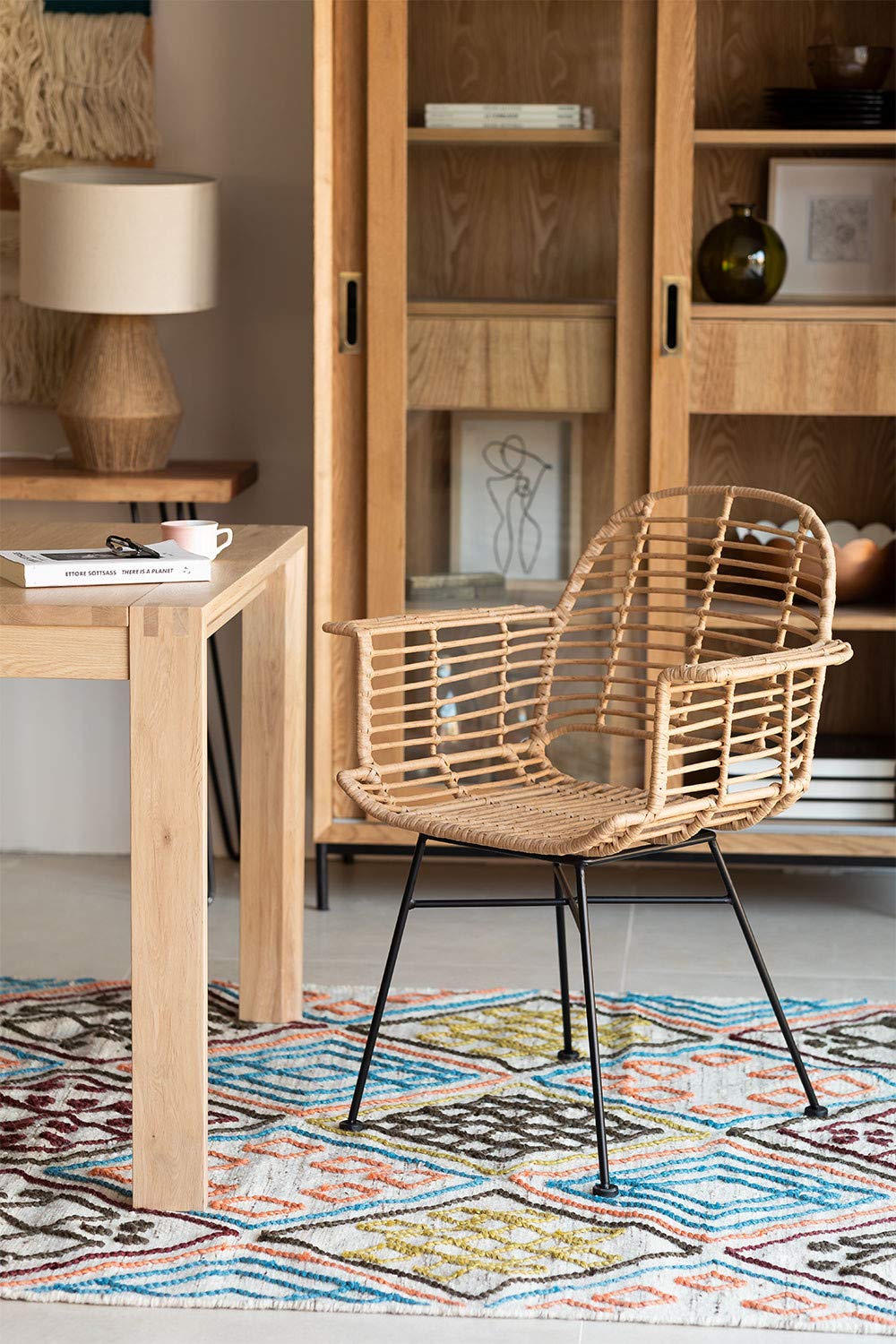 Sklum Mimbar Style Sedia da Pranzo Marrone in Rattan PE