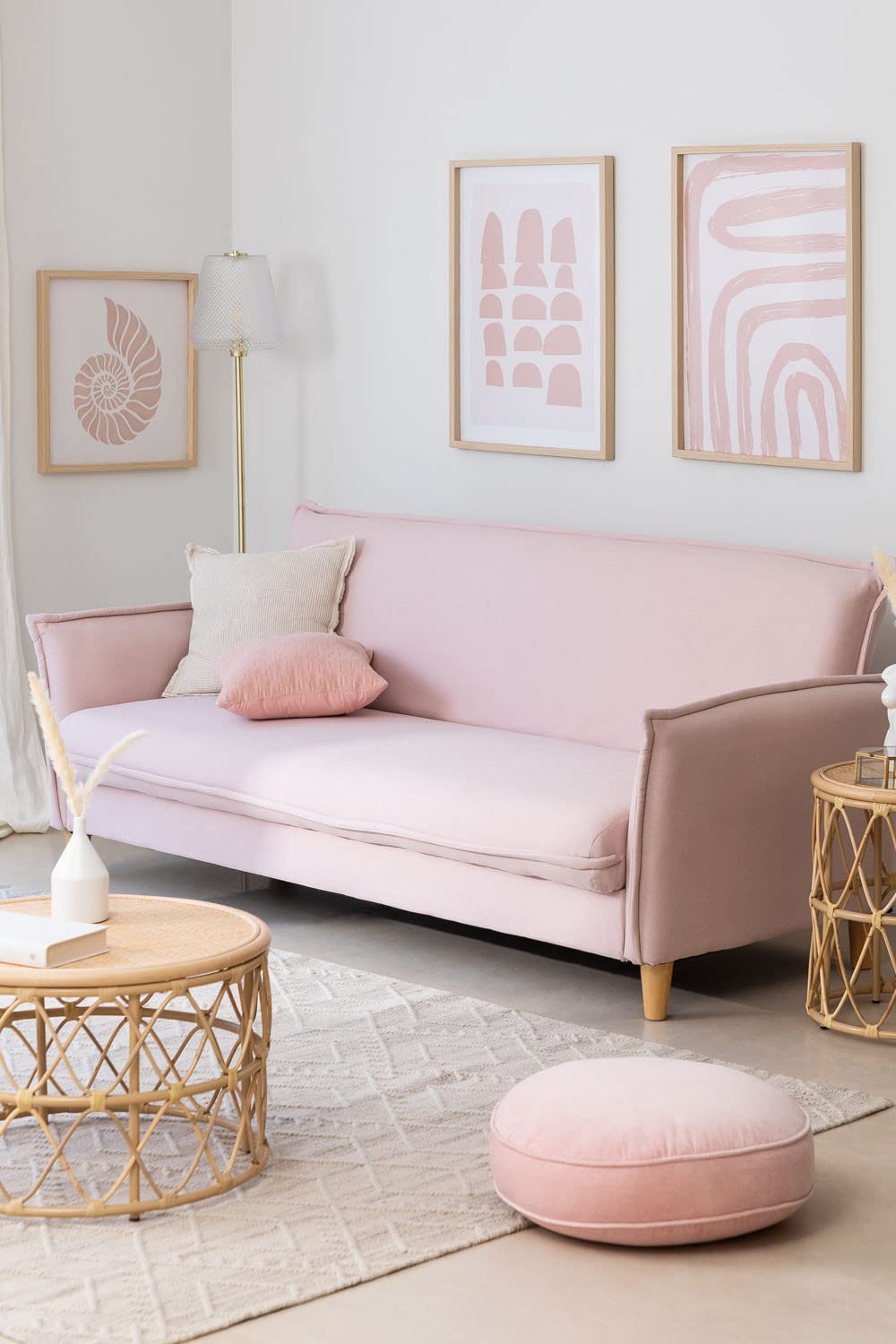 Sklum Shung divano letto 2 posti tessuto rosa