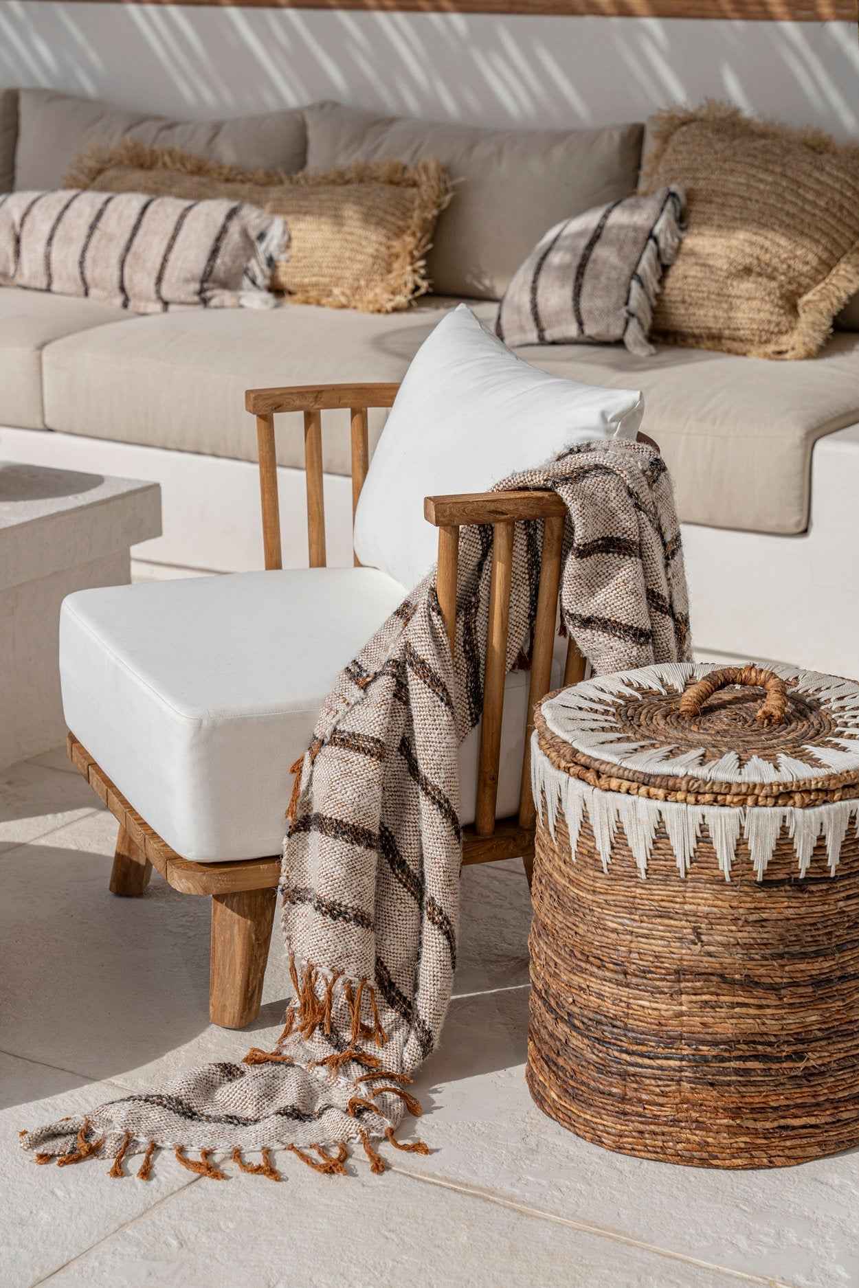 Bambua s'il vous Plaid coperta bianco cotone