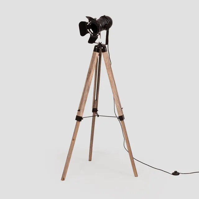 Sklum Cinne Lampada da Terra a Treppiede Nero Naturale