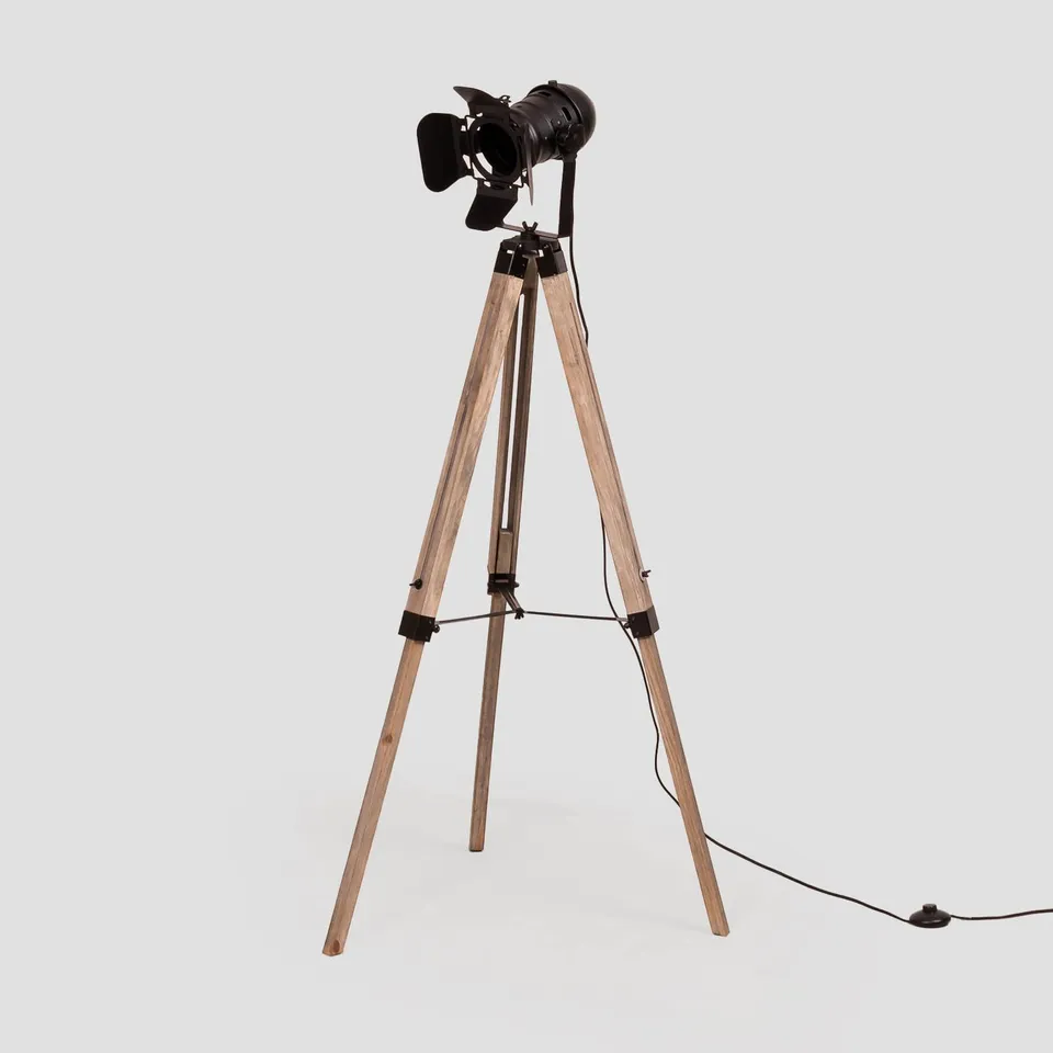 Sklum Cinne Lampada da Terra a Treppiede Nero Naturale