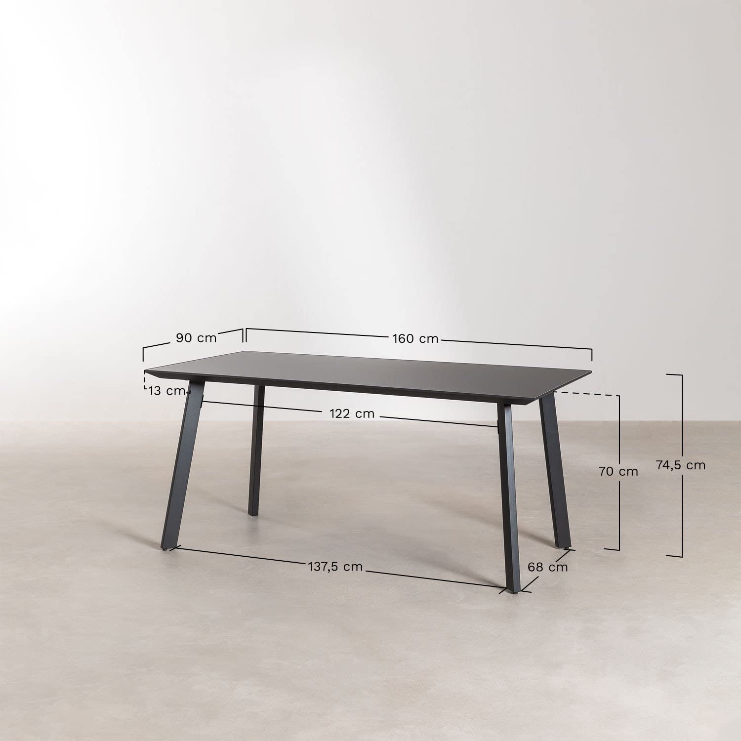 Sklum Adel tavolo pranzo vetro acciaio 160x90 nero