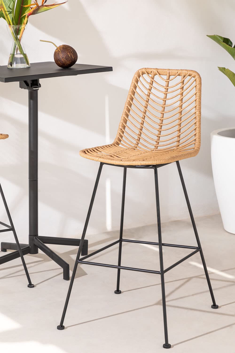 Sklum Gouda sgabello rattan naturale 75 cm