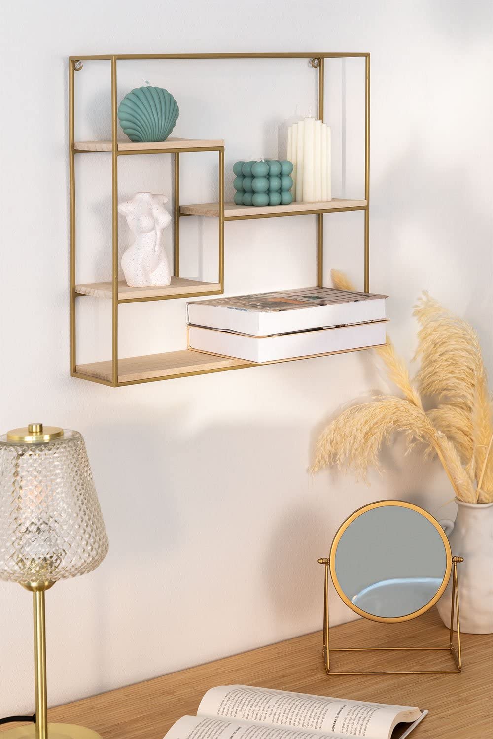 Sklum Yazek scaffale da parete 40 cm acciaio e legno