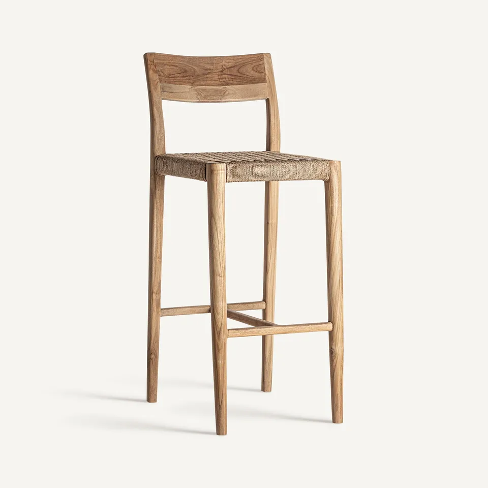 Bambua Caen sgabello bar 108 teak paglia