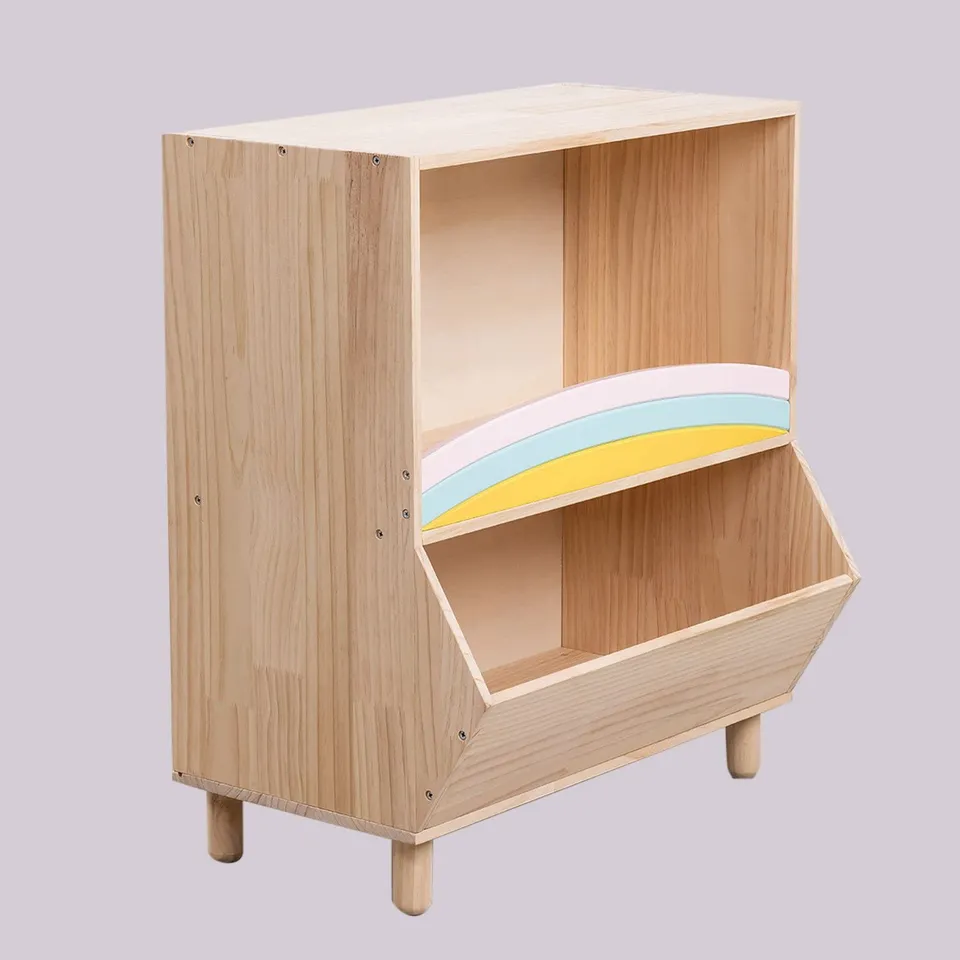 Sklum Rainbow Kids mobiletto legno pino 2 scomparti